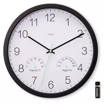 Hama Santorini quartzklok rond zwart, wit