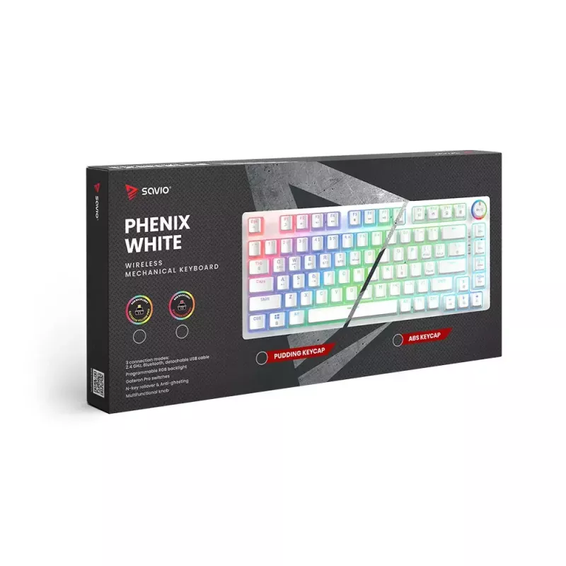 Gaming-toetsenbord Savio Phenix WHITE GAT geel USB Bluetooth QWERTY