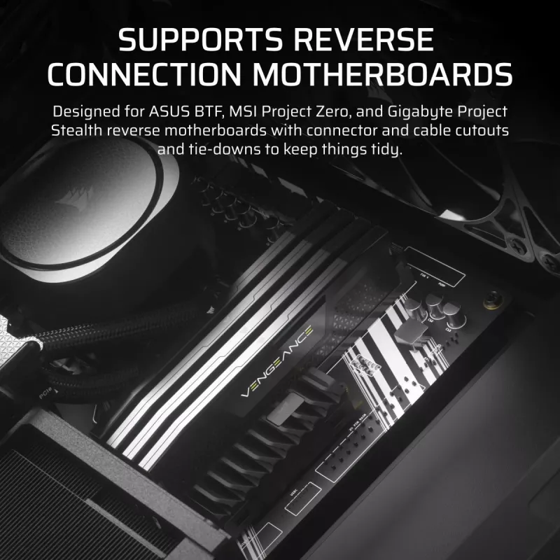 PC-behuizing CORSAIR FRAME 4000D RS ARGB Midi Tower zwart — ATX/Micro-ATX/Mini-ITX, gehard glas, ARGB-ventilator, tot 370 mm GPU