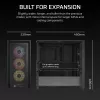 PC-behuizing CORSAIR FRAME 4000D RS ARGB Midi Tower zwart — ATX/Micro-ATX/Mini-ITX, gehard glas, ARGB-ventilator, tot 370 mm GPU