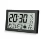 Hama Martinique digitale radiogestuurde wandklok met thermometer en hygrometer, zwart