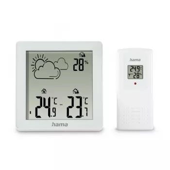 Hygrometer thermometer Hama Zakynthos wit binnen buiten batterij AAA