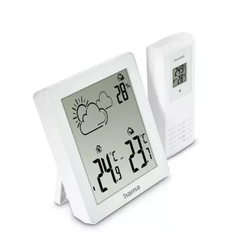 Hygrometer thermometer Hama Zakynthos wit binnen buiten batterij AAA