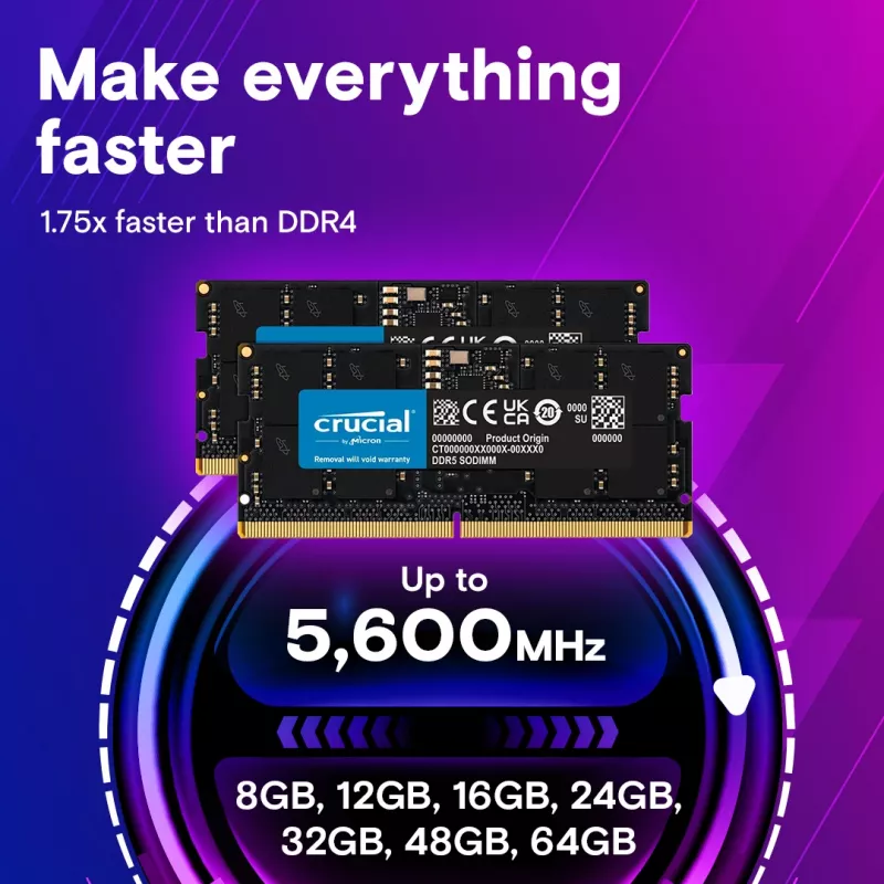 MICRON / CRUCIAL notebook-geheugen – Crucial DDR5-5600 SODIMM – 128GB kit (64GBx2)