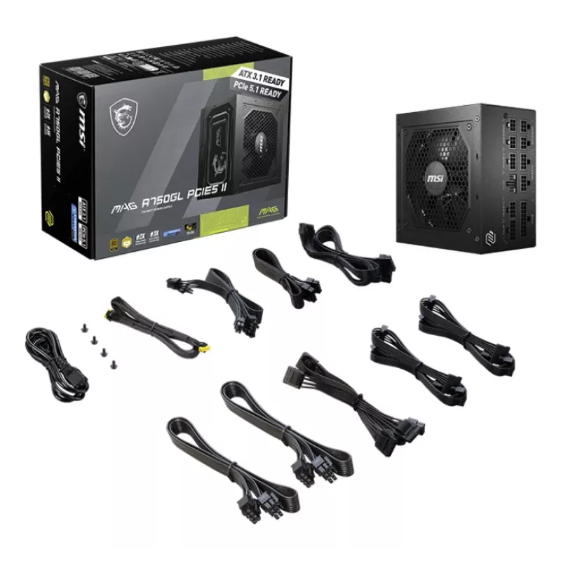 MSI MAG A750GL PCIE5 II voeding 750 W 20+4 Pin ATX ATX zwart