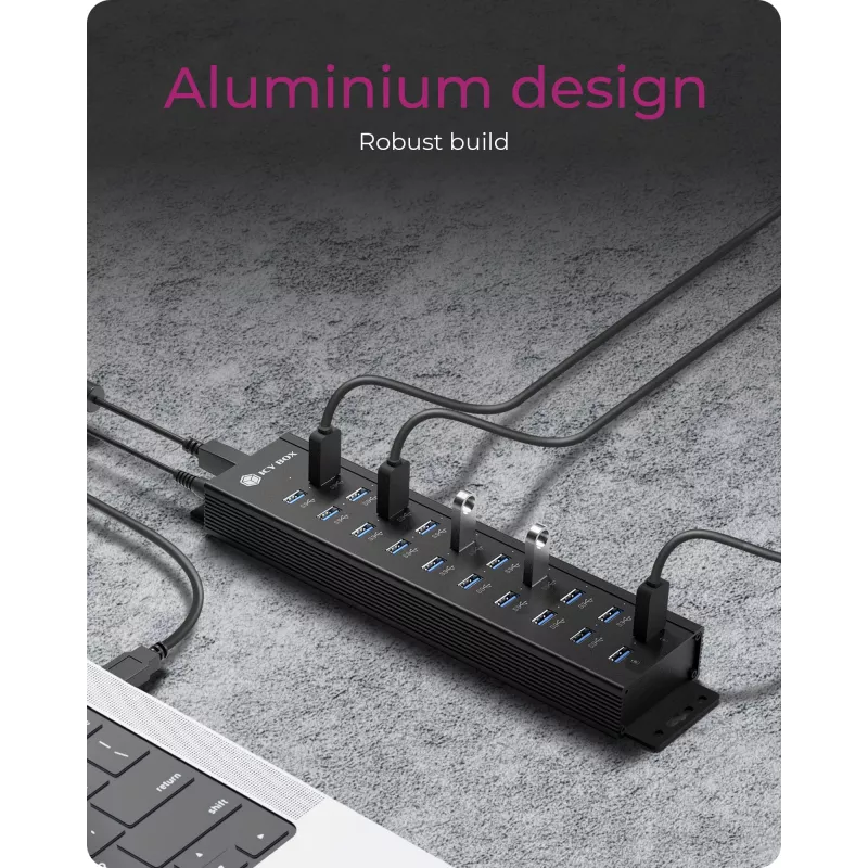 ICY BOX IB-HUB1720-U3 zwart