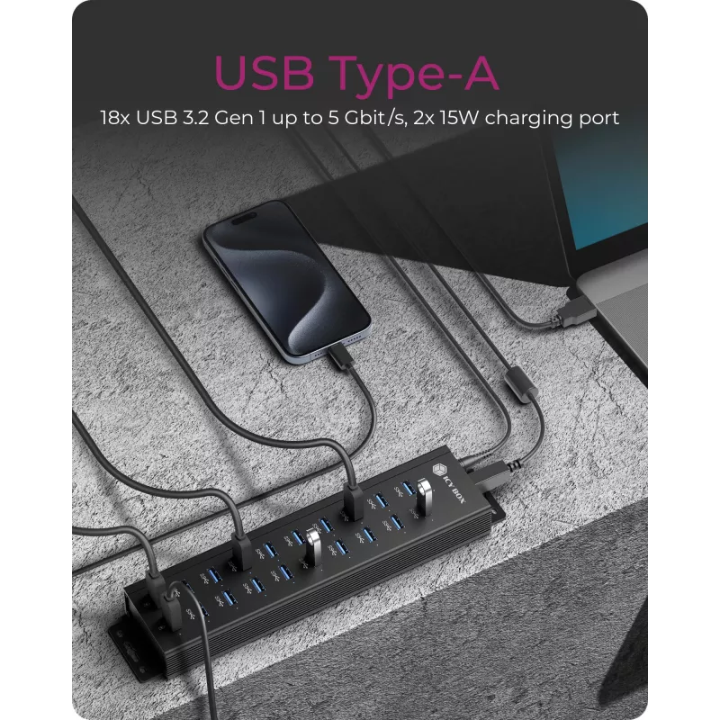 ICY BOX IB-HUB1720-U3 zwart