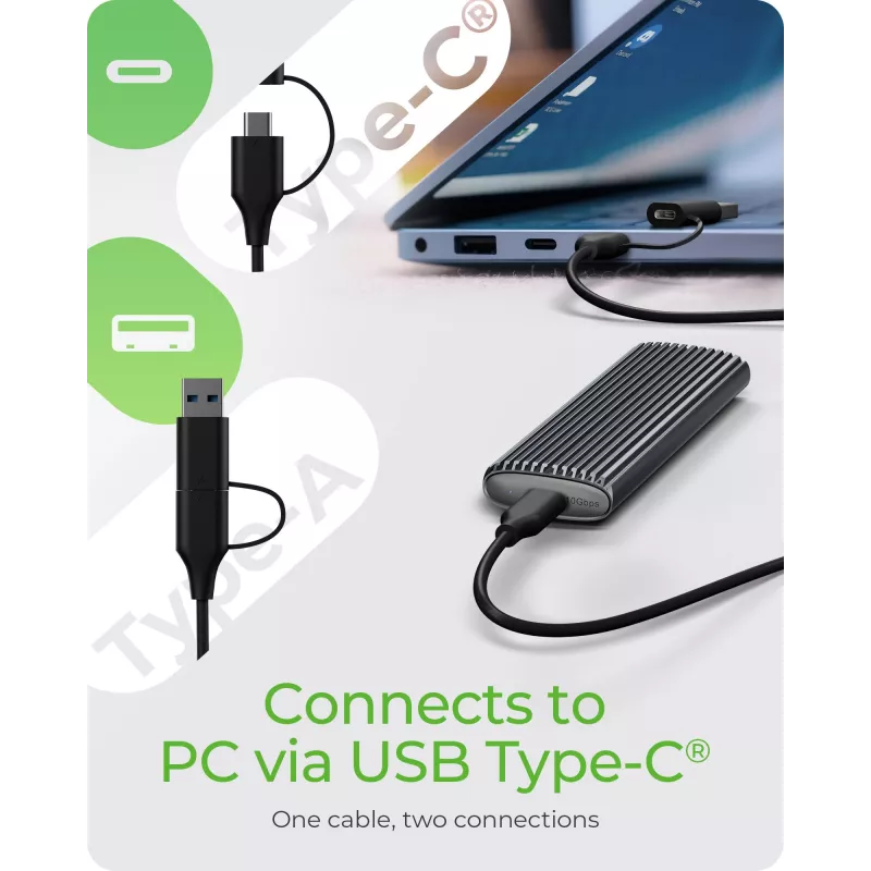 ICY BOX IB-1808MCT-CU31 SSD-behuizing zwart M.2