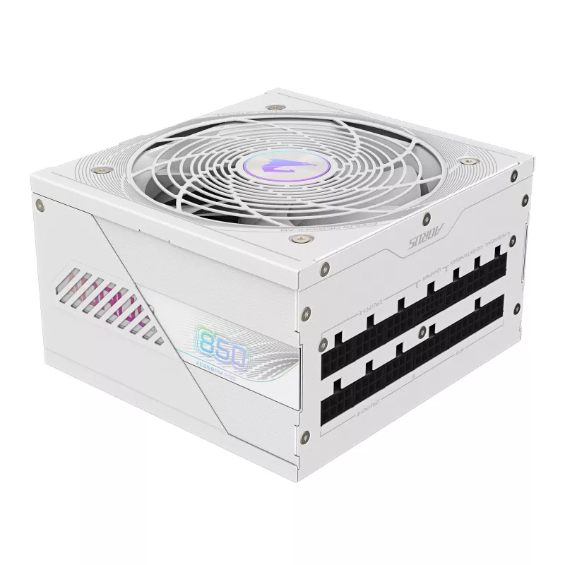 Voeding GIGABYTE AORUS ELITE P850W 850W ATX 80 PLUS Platinum volledig modulair wit 120mm ventilator