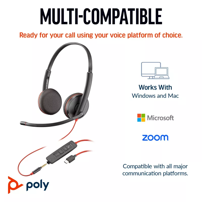 HP Poly Blackwire 3225 stereo-USB-C-headset +3,5-mm-jackplug +USB-C/A-adapter (bulk)
