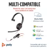 HP Poly Blackwire 5210 monaurale USB-C headset +3,5mm plug +USB-C/A adapter