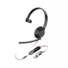 HP Poly Blackwire 5210 monaurale USB-C headset +3,5mm plug +USB-C/A adapter