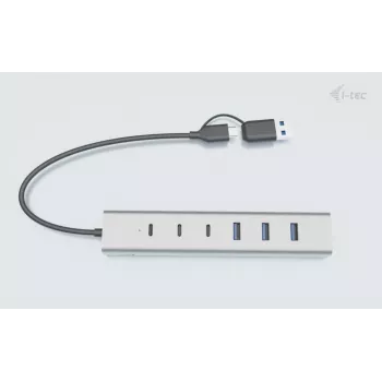 i-tec USB-C/USB-A oplaadbare metalen HUB 7 poorten (3x USB-C, 4x USB-A)