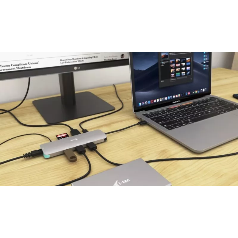 i-tec USB-C metalen nano-dockingstation 4K HDMI LAN met Power Delivery 100 W + universele oplader 100 W