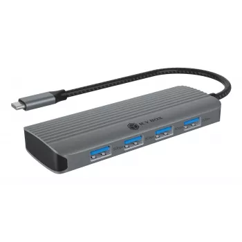 ICY BOX IB-DK4022a-CPD bedraad USB 3.2 Gen 1 (3.1 Gen 1) Type-C aluminium, zilver