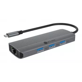 ICY BOX IB-DK4034a-CPD bedraad USB 3.2 Gen 1 (3.1 Gen 1) Type-C aluminium, zilver