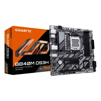 GIGABYTE B840M DS3H moederbord - AMD Ryzen 9000 CPU's, 8+2+2 fasen VRM, tot 8200 MHz DDR5, 2x PCIe 4.0 M.2, 2,5 GbE LAN, USB 3.2 Gen 1