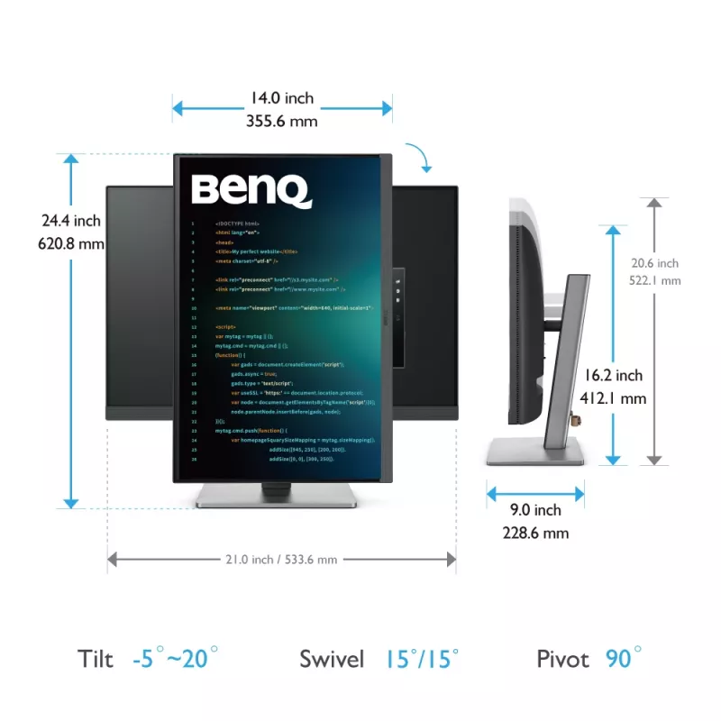 BenQ RD240Q computermonitor 61,2 cm (24,1 inch) 2560 x 1600 pixel WQXGA lcd zwart