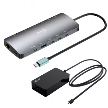 i-tec Metal USB-C Nano 3x display dock, 2x HDMI 1x USB-C video met Power Delivery 140W + universele oplader 140 W