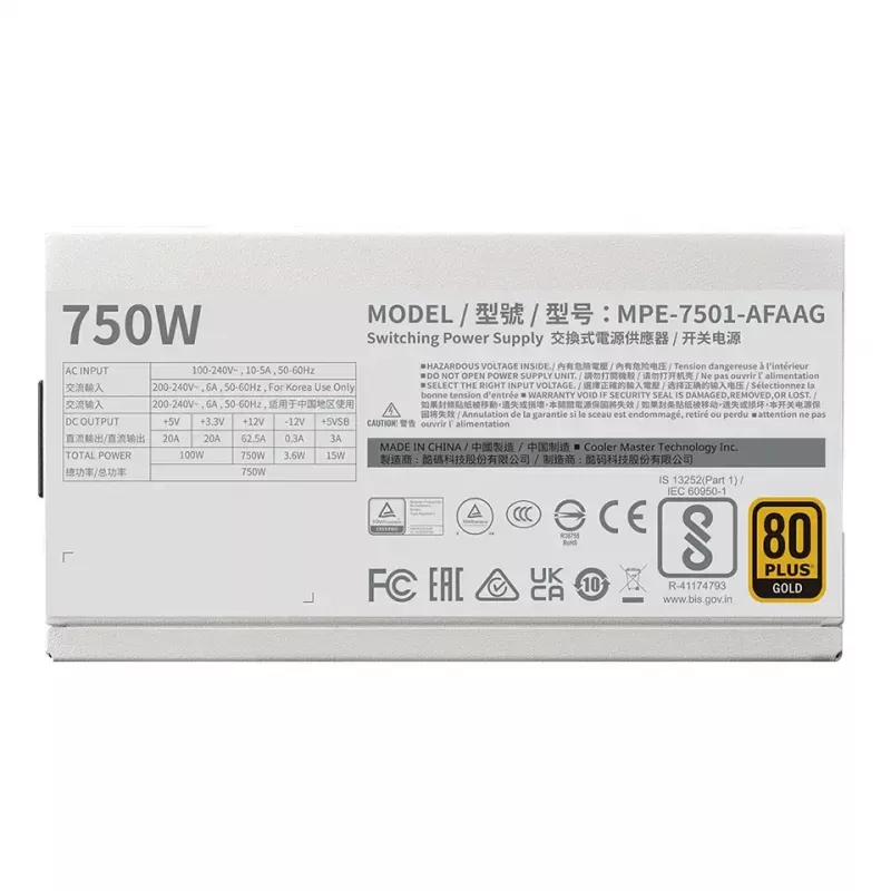 Voeding Cooler Master MWE Gold 750 V2 750W