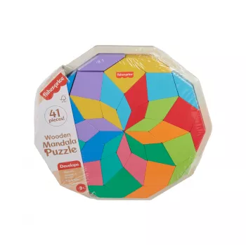 Fisher-Price mandala-puzzel van hout, geometrisch, voor peuters en kinderen, 40 houten stukken