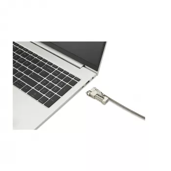 Kensington Slim NanoSaver 2.0 EQ combinatieslot voor laptop, 1,8 m, Kensington, cijferslot, roestvrij staal, zinkstaal, zilver