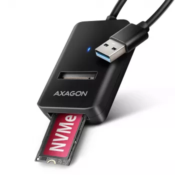 SSD-behuizing AXAGON ADM2-AM USB-A 10 Gbit/s voor enkele M.2 NVMe/SATA-schijf, USB 3.2 Gen 2, 10 cm kabel, zwart