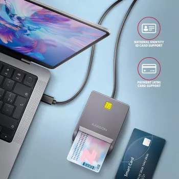 Kaartlezer Axagon CRE-SM3TC USB 2.0 Type-C grijs SmartMedia