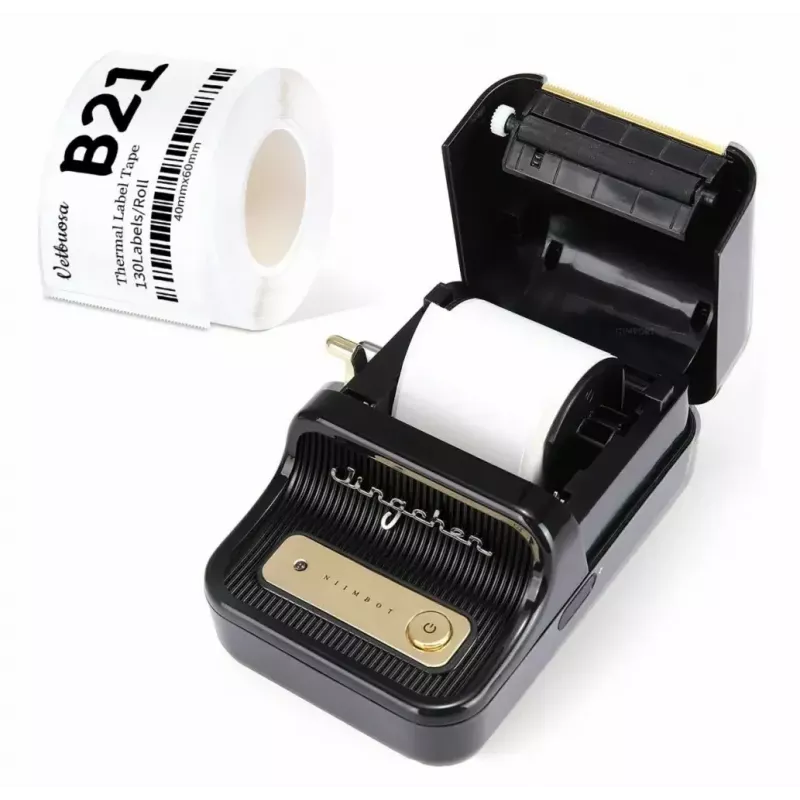 Labelprinter NIIMBOT B21S zwart — compacte Bluetooth-rollenprinter, 50 mm printbreedte, 60 mm/s, Li-Ion 1200 mAh