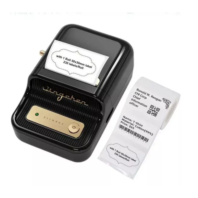 Labelprinter NIIMBOT B21S zwart — compacte Bluetooth-rollenprinter, 50 mm printbreedte, 60 mm/s, Li-Ion 1200 mAh
