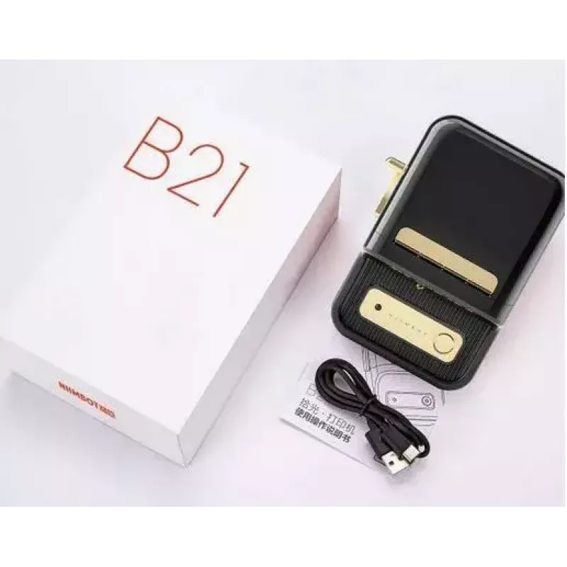 Labelprinter NIIMBOT B21S zwart — compacte Bluetooth-rollenprinter, 50 mm printbreedte, 60 mm/s, Li-Ion 1200 mAh