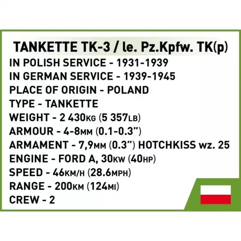 Cobi Blocks tankette TK-3 constructieset – 323 onderdelen