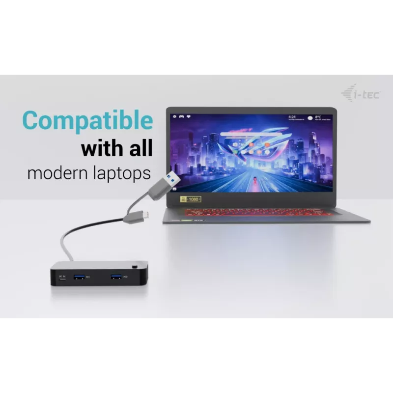 i-tec universele KVM HUB 2x USB-C 2x USB-A 3.0 5000 Mbit/s zwart