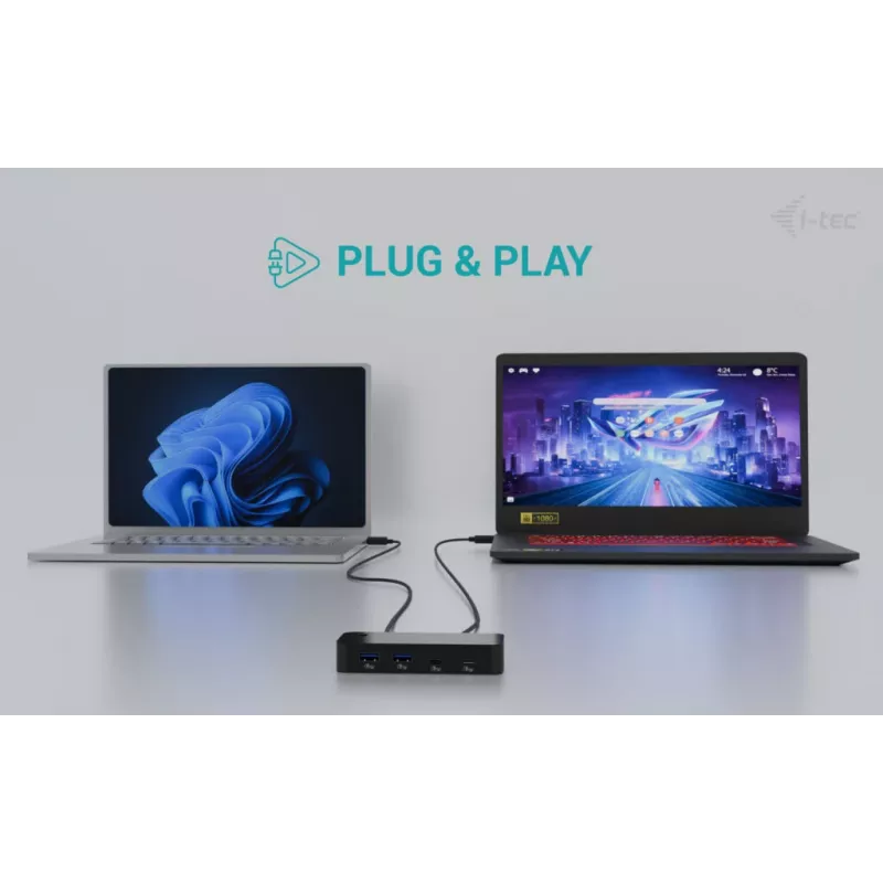 i-tec universele KVM HUB 2x USB-C 2x USB-A 3.0 5000 Mbit/s zwart
