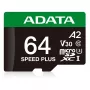 MicroSDXC-kaart ADATA Speed Plus 64 GB UHS Class 3 model UD64GUI3V30A2SP-RA1