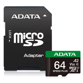 MicroSDXC-kaart ADATA Speed Plus 64 GB UHS Class 3 model UD64GUI3V30A2SP-RA1