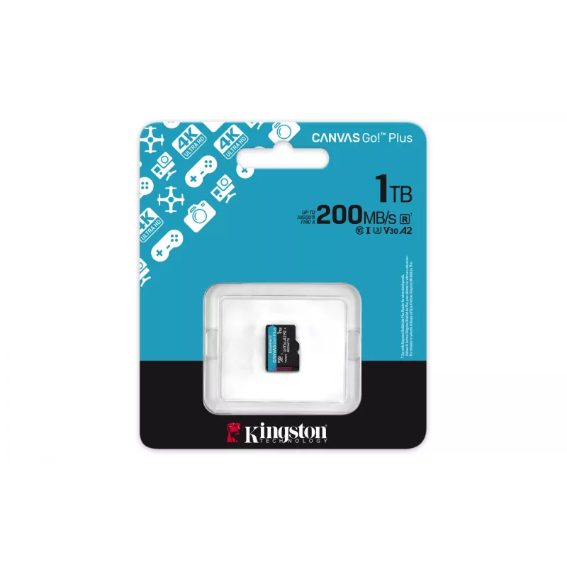 Kingston Technology 1TB microSDXC Canvas Go Plus Gen4 200R A2 U3 verpakking zonder adapter