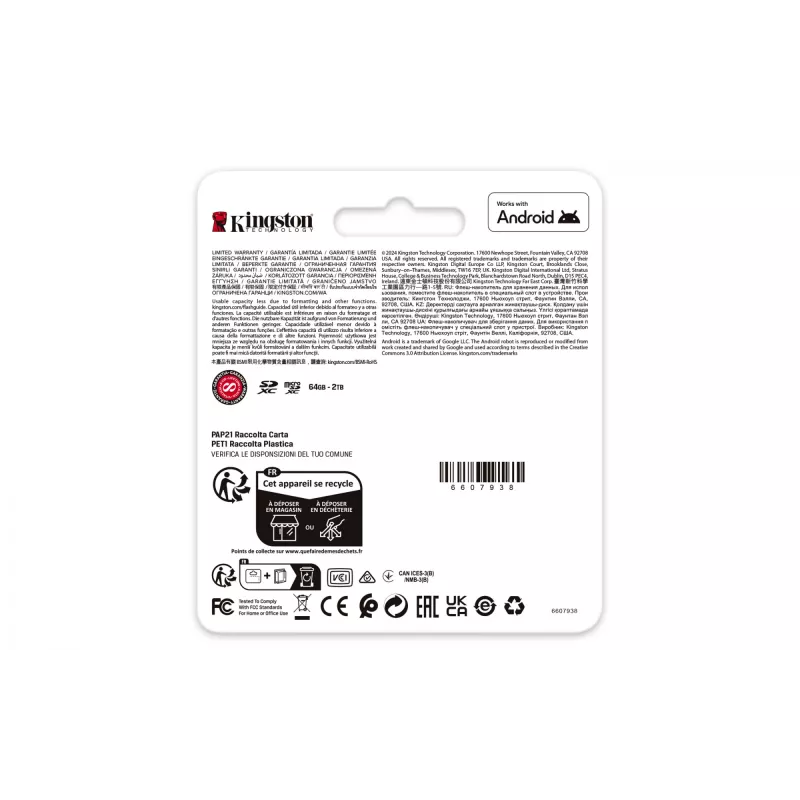 Kingston Technology 1TB microSDXC Canvas Go Plus Gen4 200R A2 U3 verpakking zonder adapter