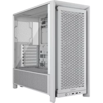 PC-behuizing CORSAIR FRAME 4000D RS Midi Tower wit — ATX, gehard glas, 3x120mm frontventilatoren, ondersteunt 360/240/140mm radiatoren