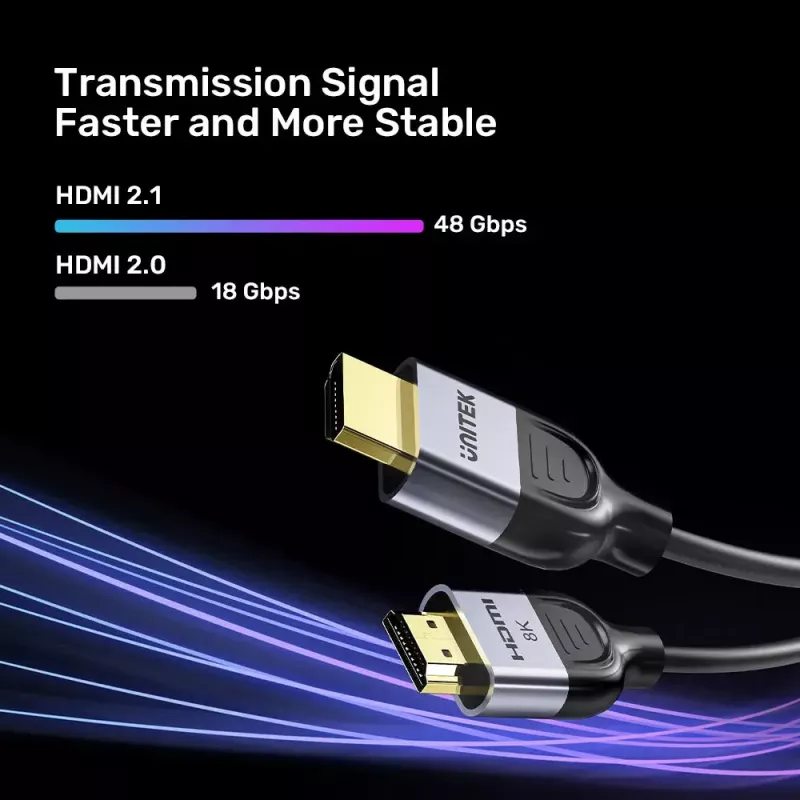 HDMI-kabel UNITEK C11086GY01-3M 3m 2.1 48 Gbit/s zwart grijs