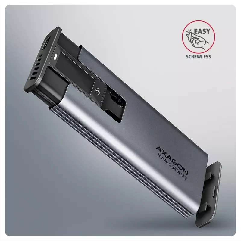 Axagon EEM2-SD2 USB-C 10Gbps - M.2 NVMe & SATA SSD DISPLAY-behuizing