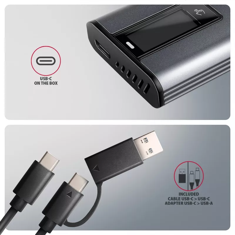 Axagon EEM2-SD2 USB-C 10Gbps - M.2 NVMe & SATA SSD DISPLAY-behuizing