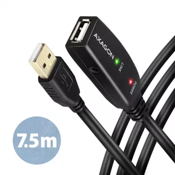 Axagon ADR-207 USB-verlengkabel 7,5 m USB 2.0 zwart