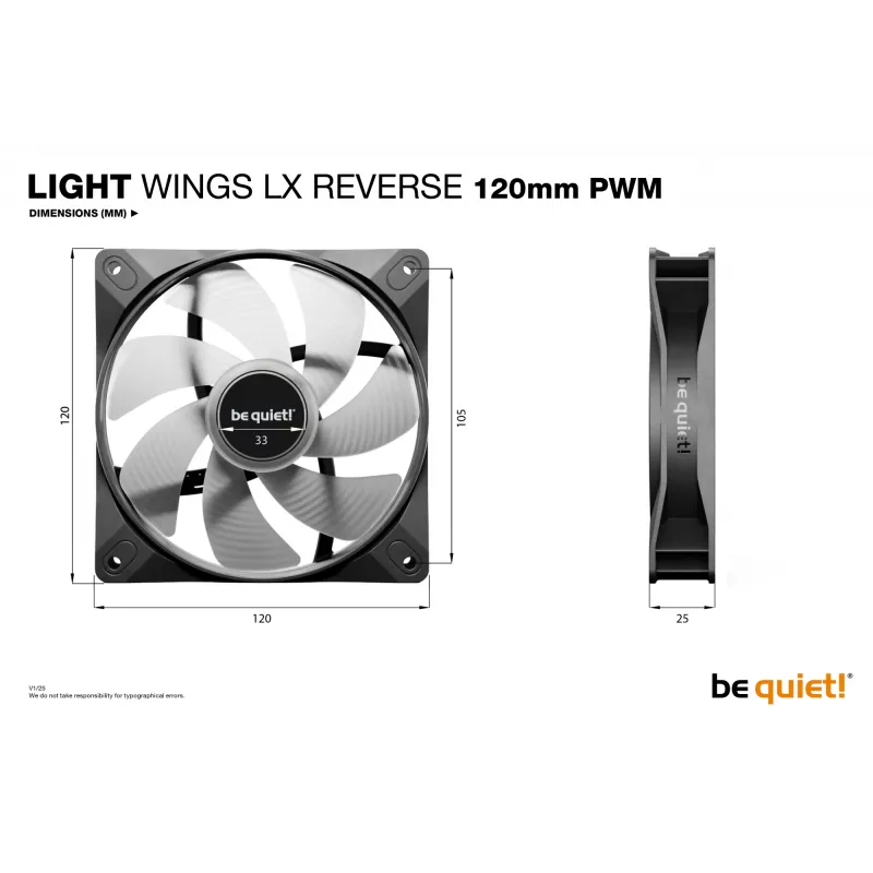 be quiet! Light Wings LX 120 mm PWM Reverse zwart computerbehuizingsventilator 12 cm 1 stuk