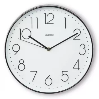 Quartz horloge Hama Corsica rond zwart wit batterij AA 30 cm