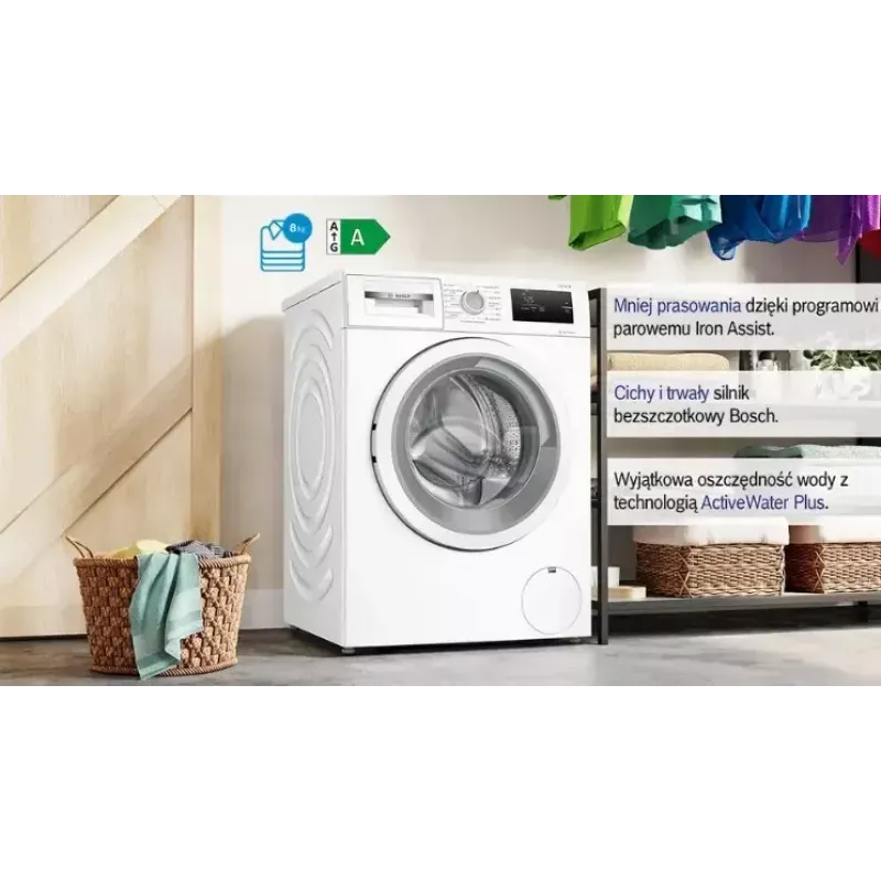 Frontlader wasmachine Bosch WAN2405MPL, 7 kg, 1200 t/min, energie-efficiëntieklasse A, LED-display, wit