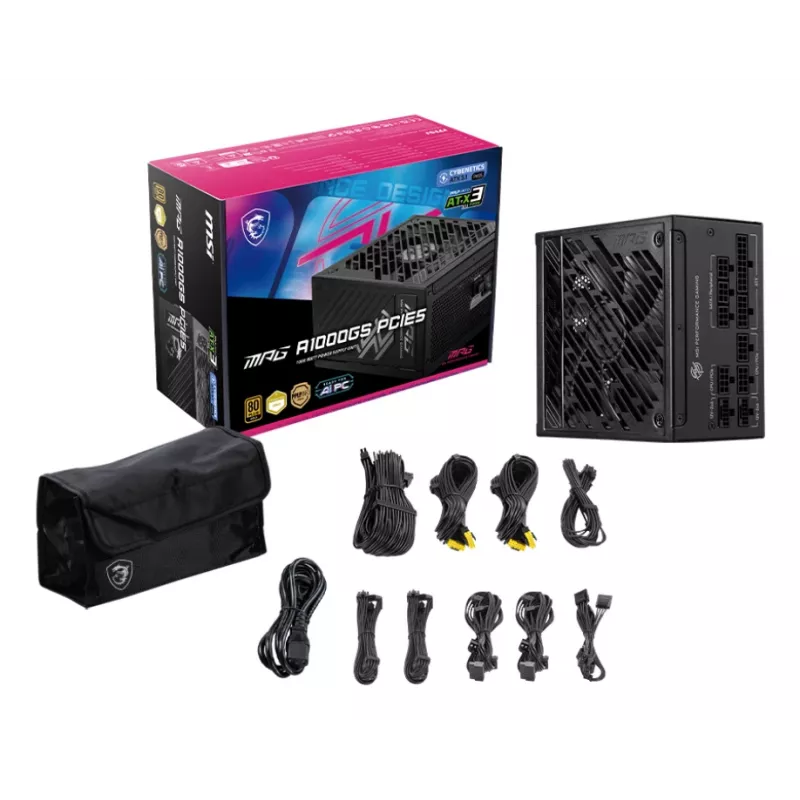 MSI MPG A1000GS PCIE5 voeding 1000 W 24-pin ATX ATX zwart