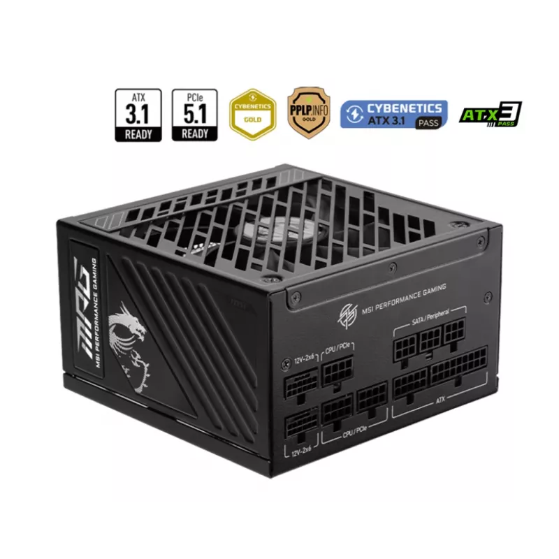 MSI MPG A1250GS PCIE5 voeding 1250 W 20+4 pin ATX ATX zwart