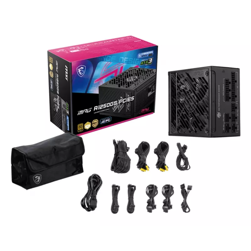 MSI MPG A1250GS PCIE5 voeding 1250 W 20+4 pin ATX ATX zwart