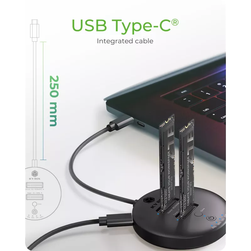 ICY BOX IB-1612MCL-C31 USB 3.2 Gen 2 (3.1 Gen 1) Type-C zwart
